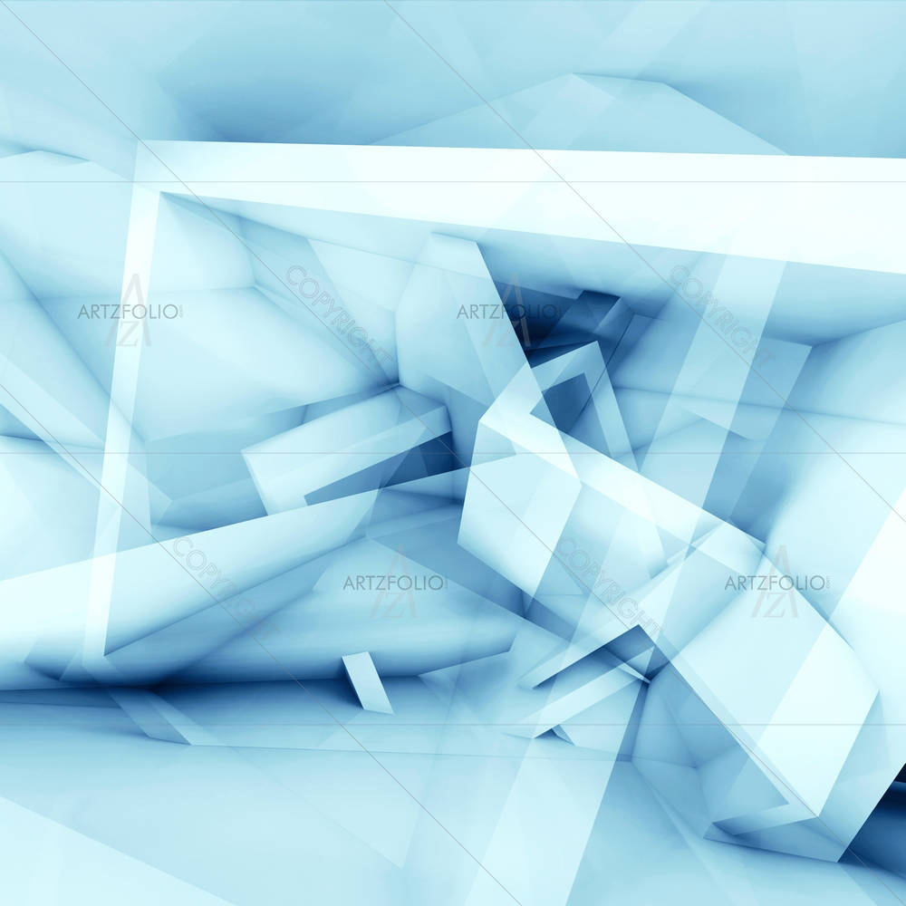 Abstract Blue & White Cubes — custom-size art design 5007081