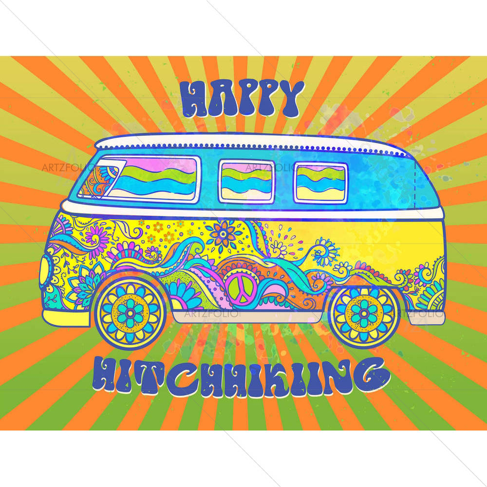 Hippie Vintage Mini Van D2 — custom-size art design 5007084