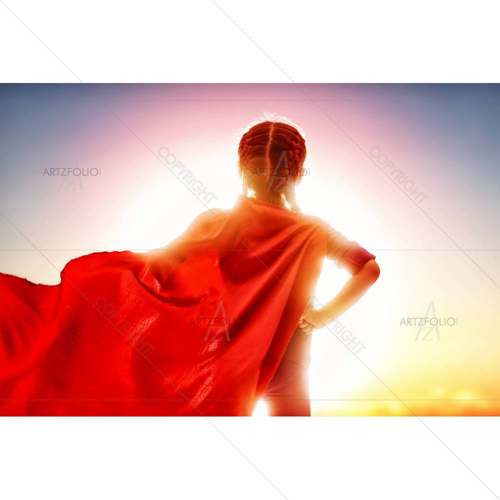 Little Girl Plays Superhero D1 — custom-size art design 5007085