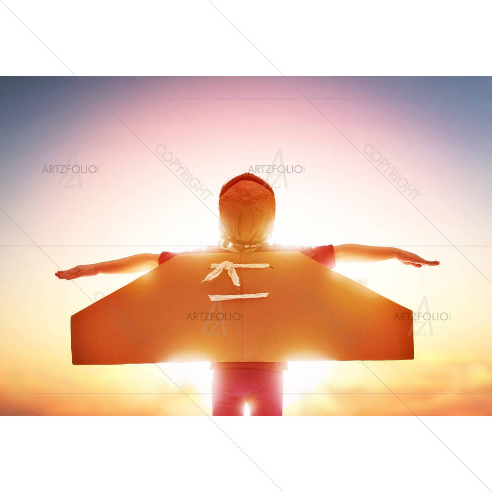 Little Girl Plays Astronaut — custom-size art design 5007087