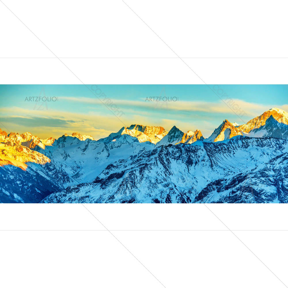 High Mountains Peaks At Sunset — custom-size art design 5007101
