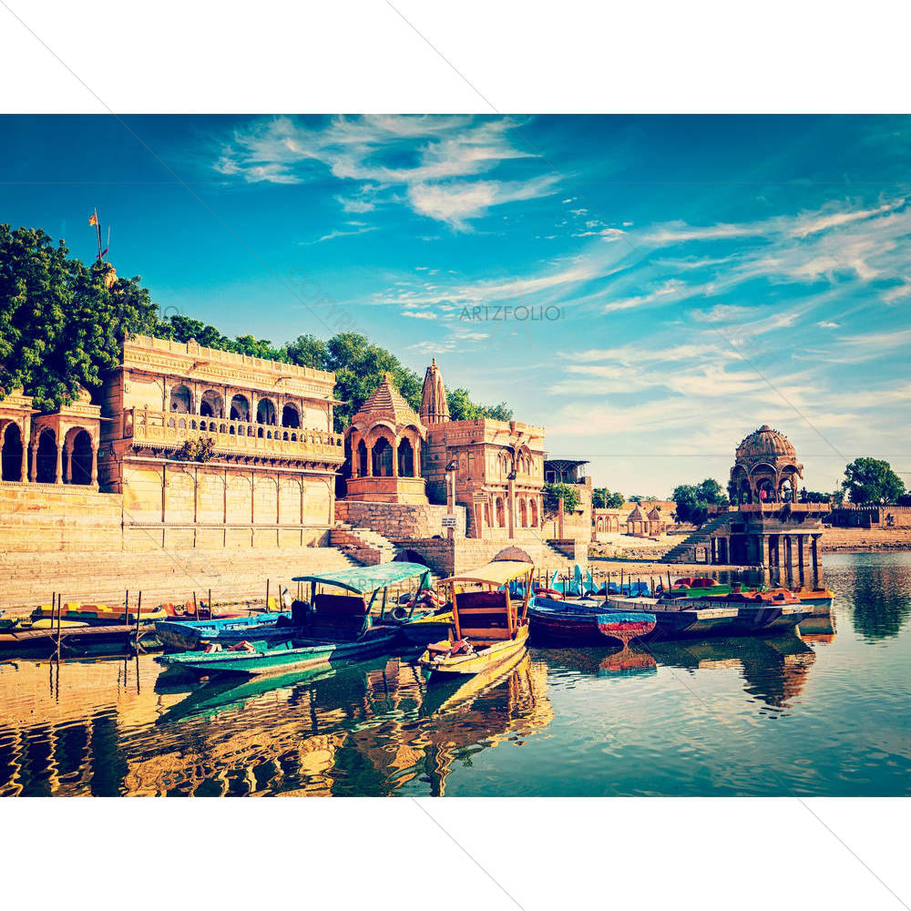 Gadi Sagar Lake of Jaisalmer, Rajasthan D1 — custom-size art design 5007132