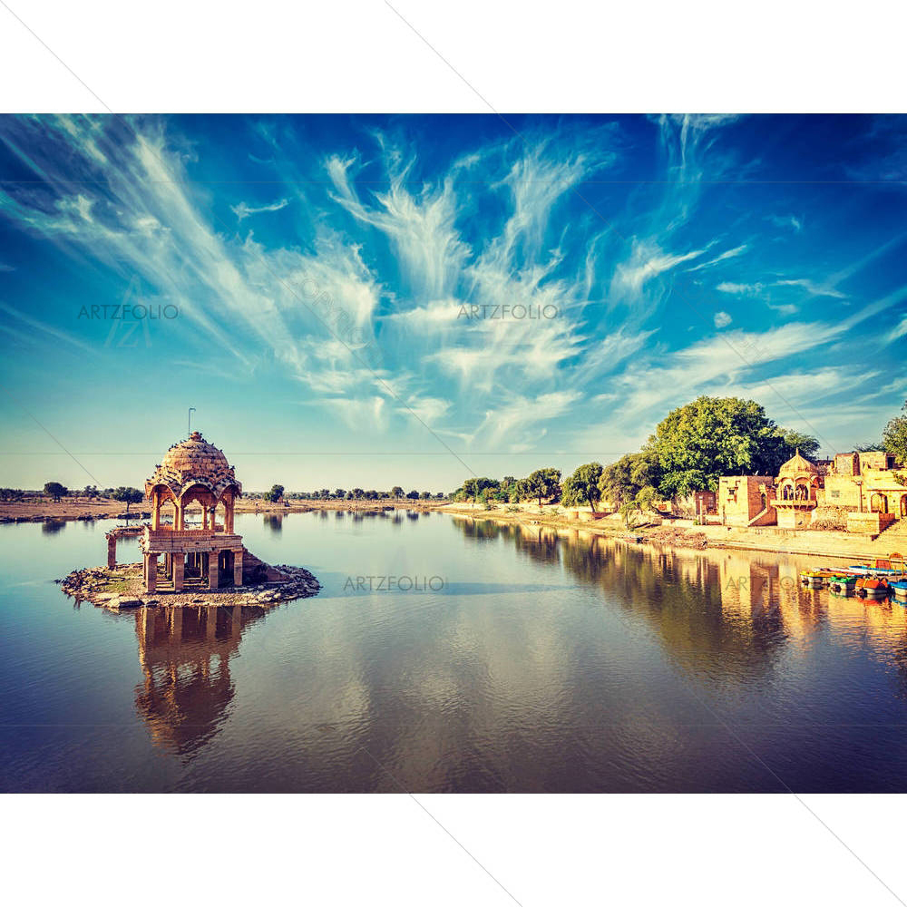 Gadi Sagar Lake of Jaisalmer, Rajasthan D2 — custom-size art design 5007133
