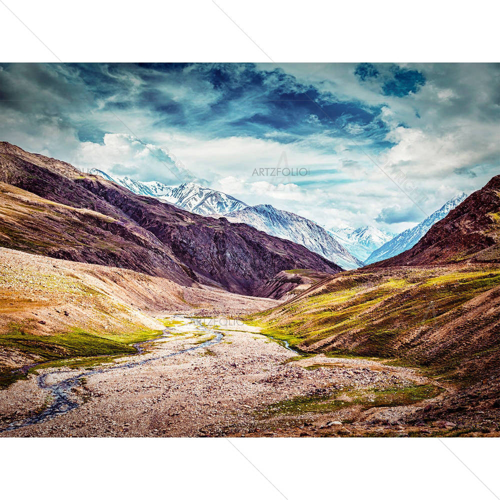 Himalayan Landscape in Spiti Valley, India — Ancient custom art by ArtzFolio