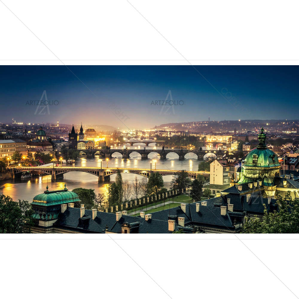 The Skyline Of Prague At Night, Czech Republic — custom-size art design 5007146