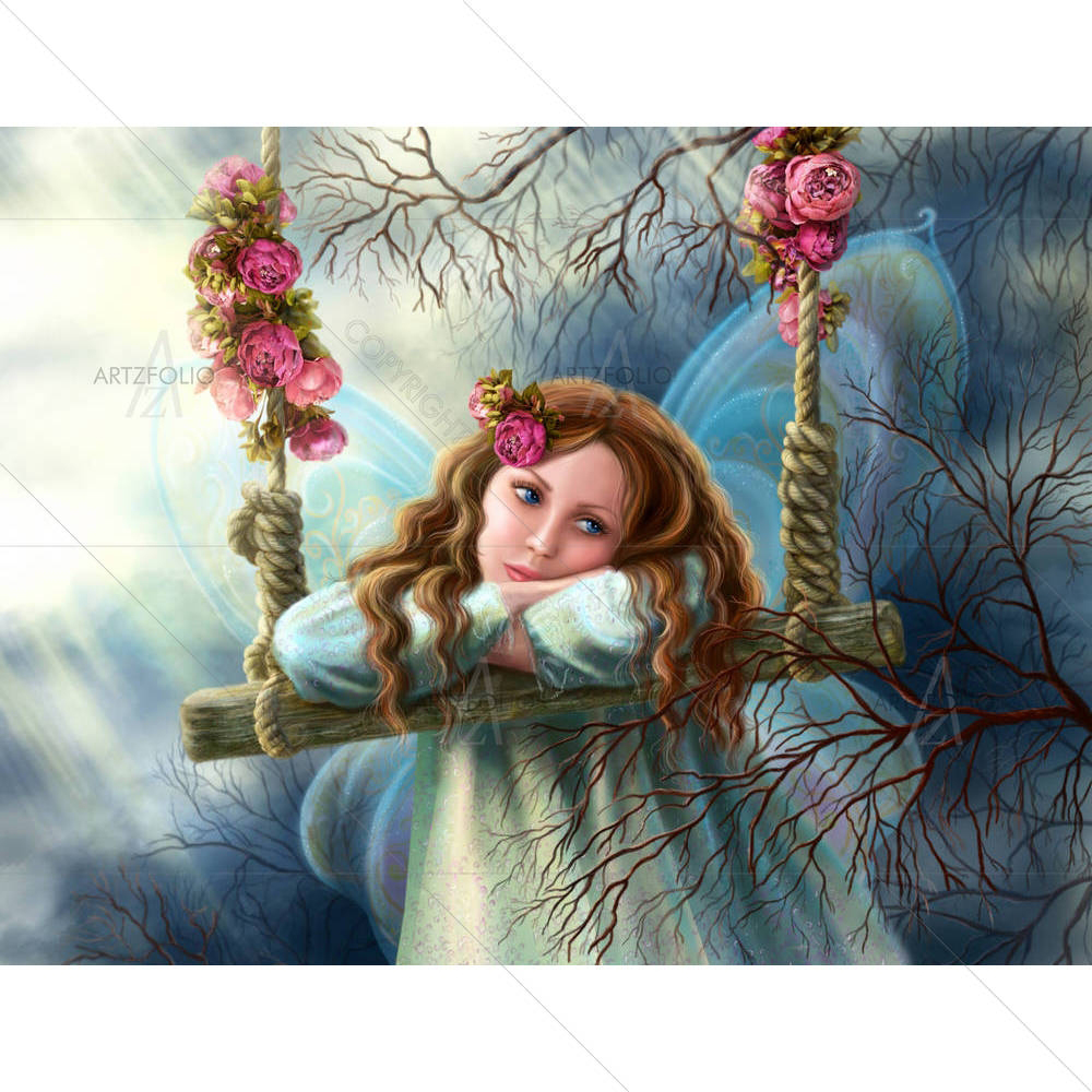 Fairy Butterfly On Swing — Others Beautiful custom art by ArtzFolio