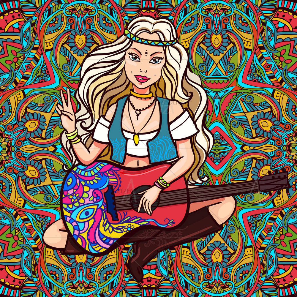 Hippie Girl D1 — custom-size art design 5007160