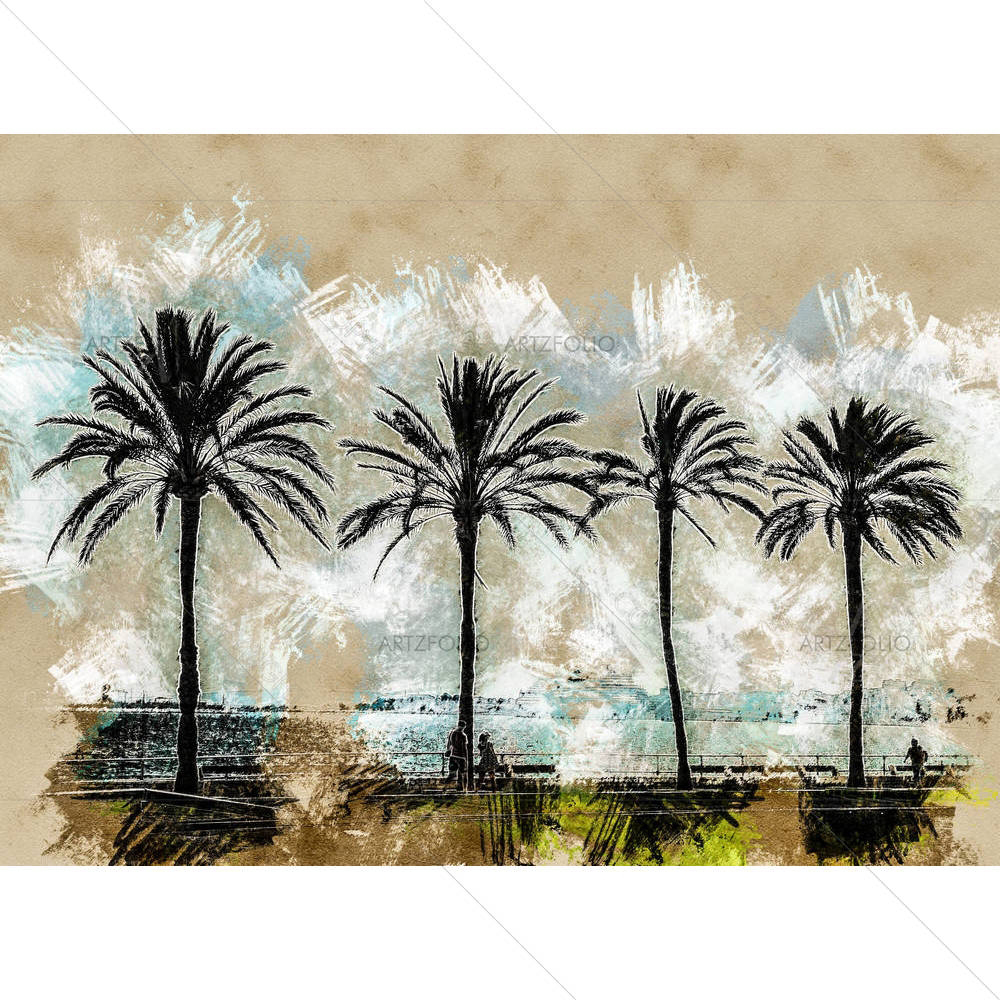 Palm Trees, Palma De Mallorca, Spain D1 — custom-size art design 5007162