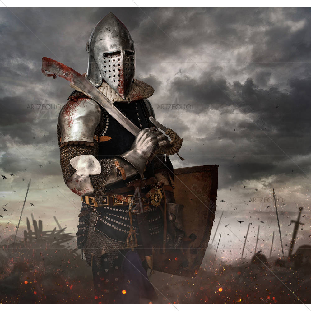 Knight With Sword In Battlefield — custom-size art design 5007171
