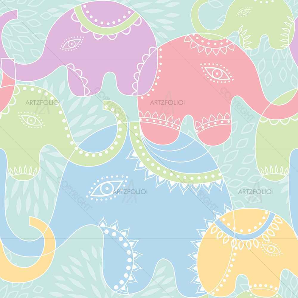 Elephants D2 — Botanical custom art by ArtzFolio