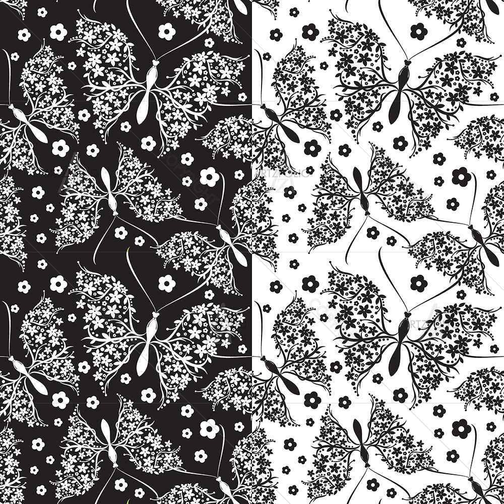 Butterflies & Flowers — custom-size art design 5007212