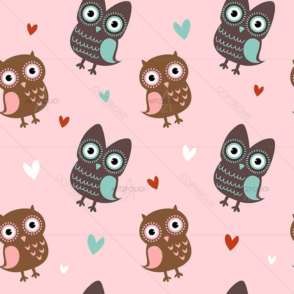 Owls & Hearts — Abstract custom art by ArtzFolio