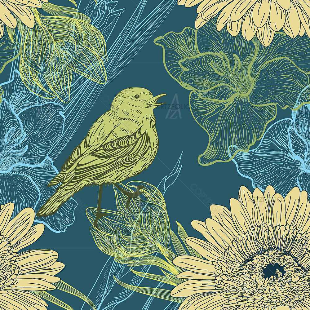 Handdrawn Birds — Botanical custom art by ArtzFolio