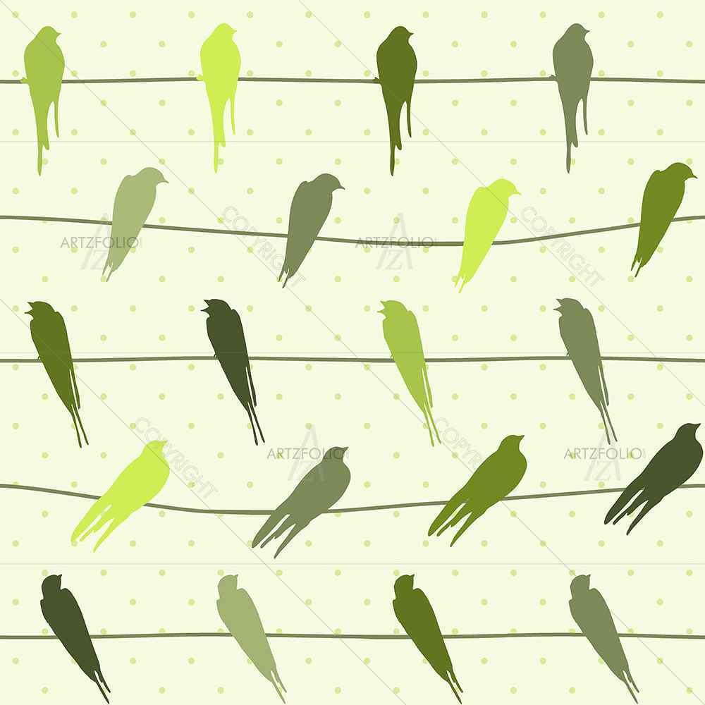 Colorful Birds On Wires — Abstract custom art by ArtzFolio
