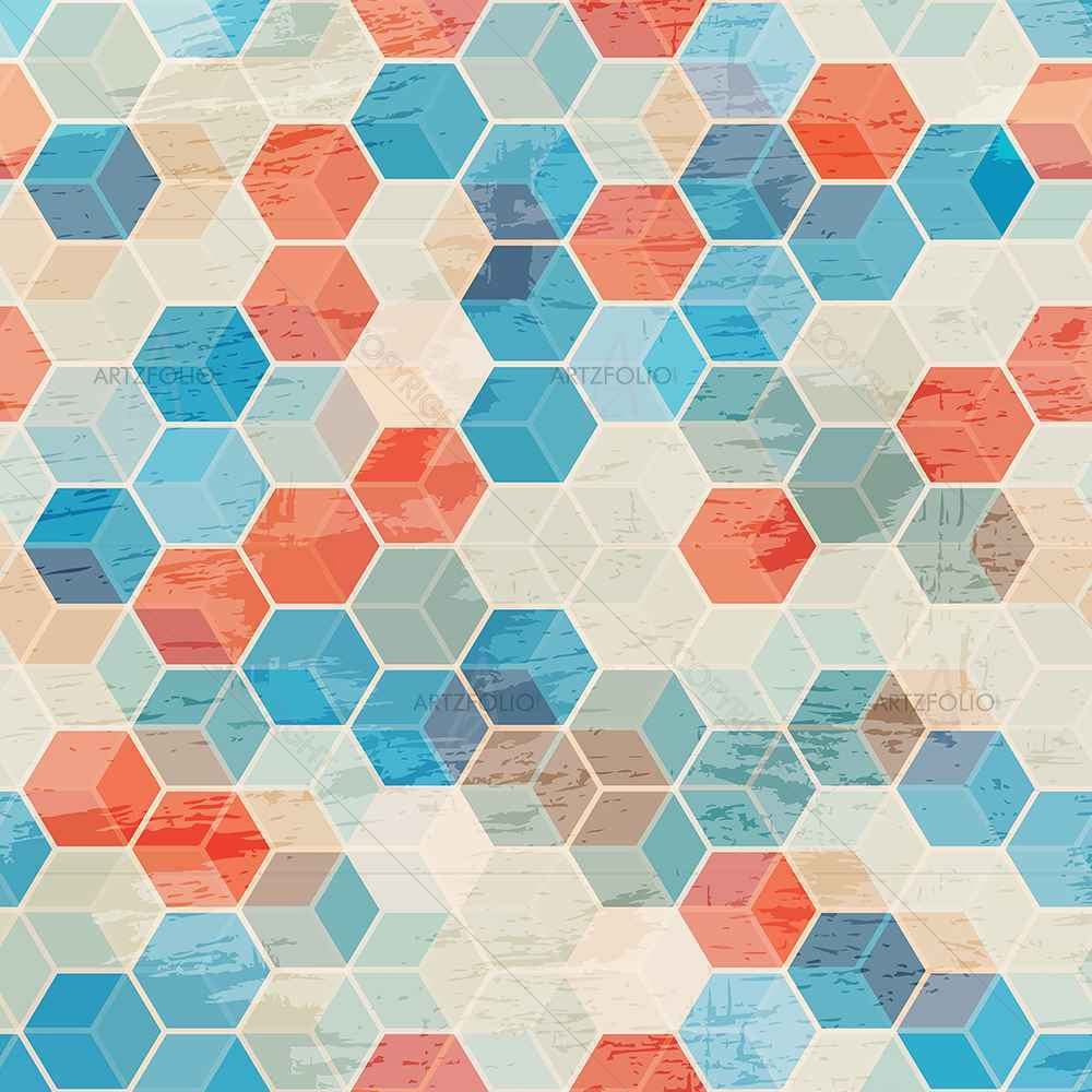 Blue Cubes — Abstract custom art by ArtzFolio