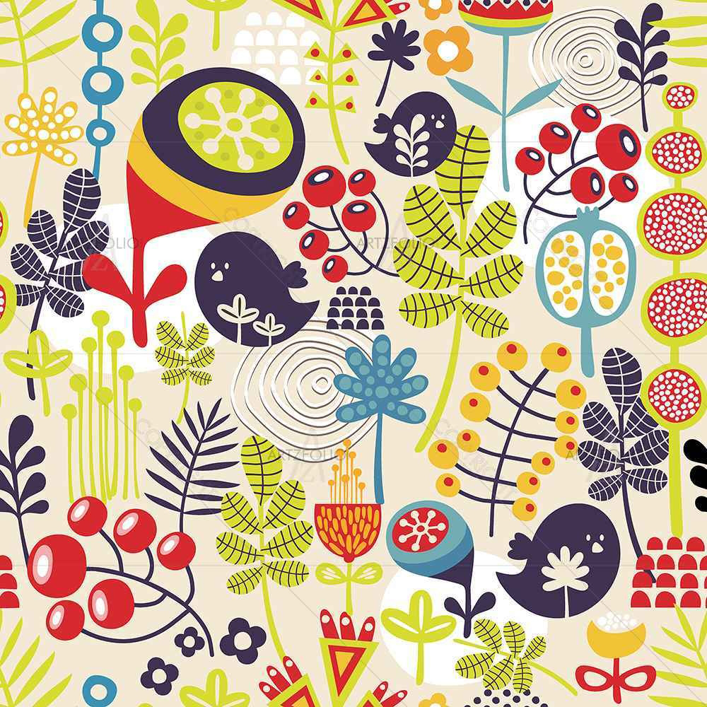 Birds & Flowers D5 — custom-size art design 5007379