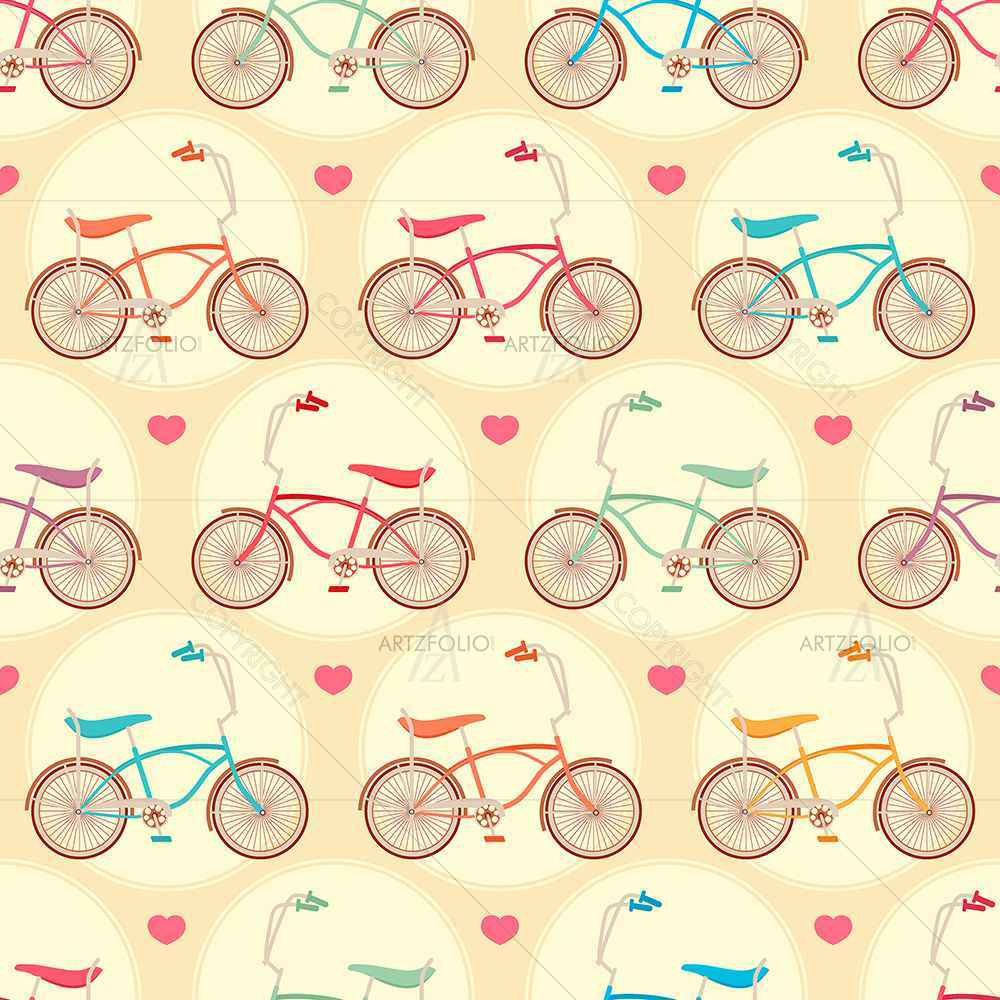 Bicycles & Pink Hearts — Abstract custom art by ArtzFolio