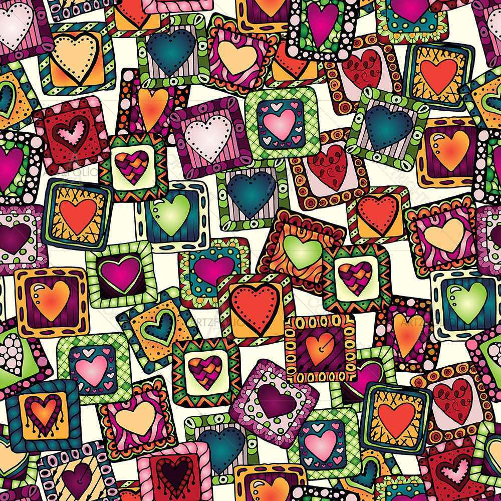 Doodle Hearts D2 — custom-size art design 5007487