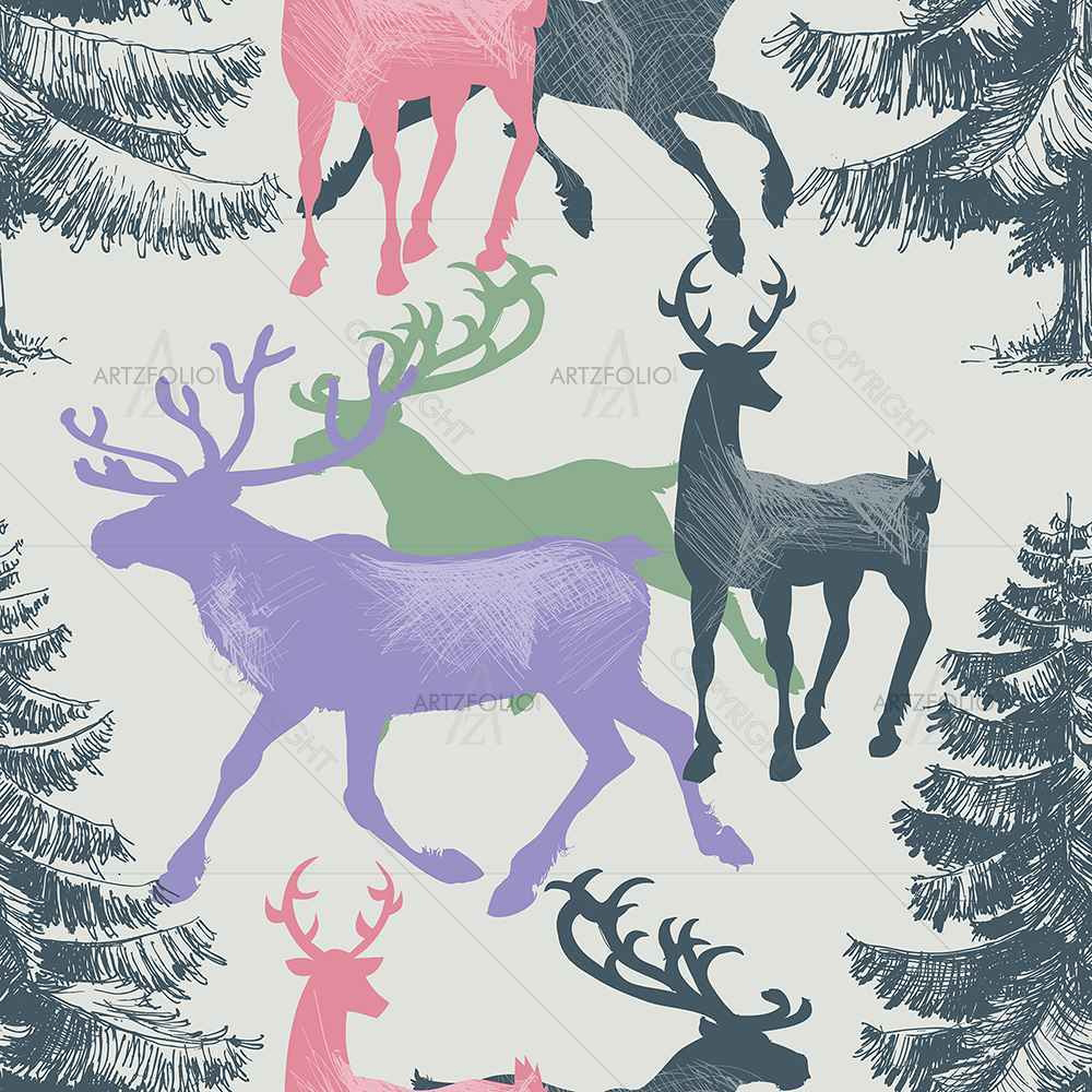 Deer & Pine — custom-size art design 5007581