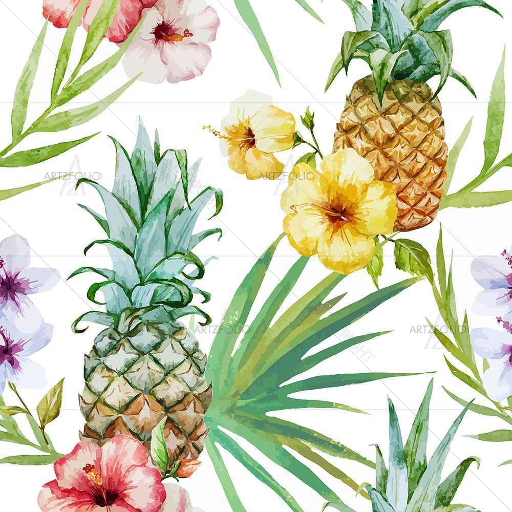 Pineapples & Hibiscus — custom-size art design 5007603