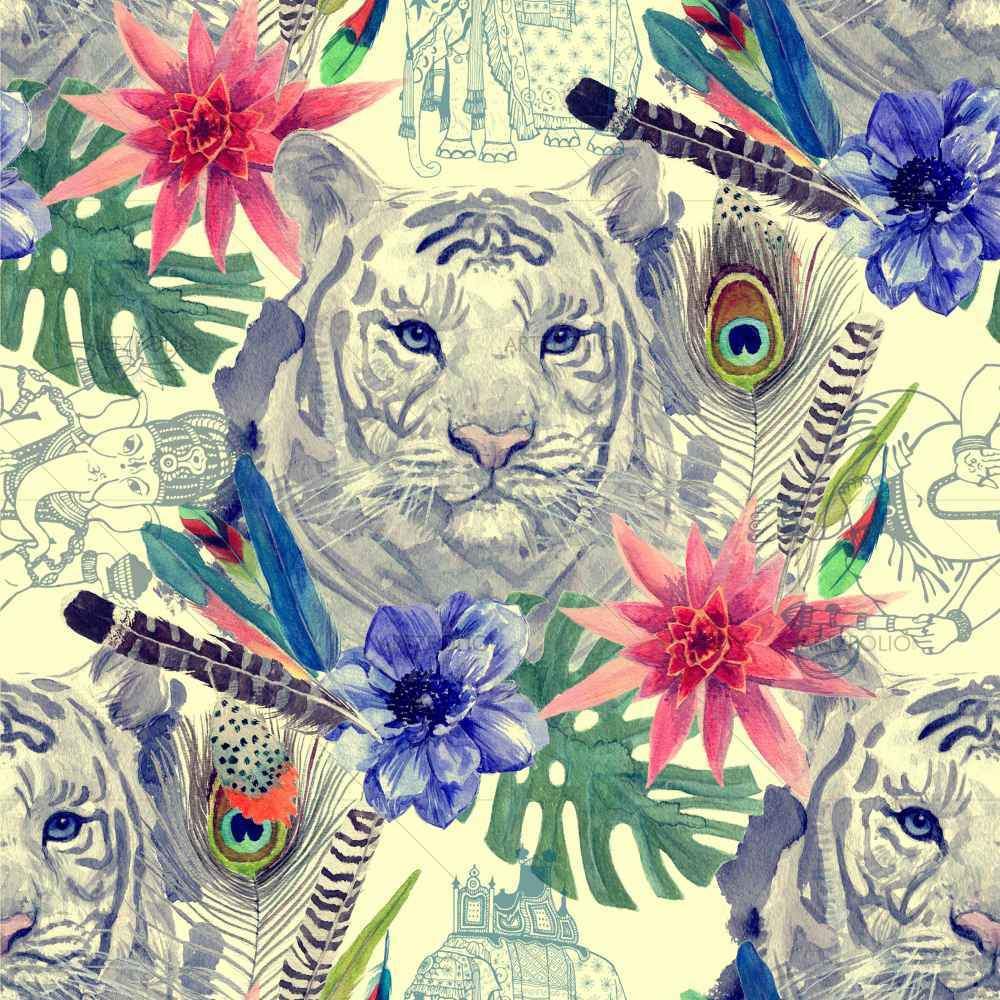 Tiger Portrait D5 — Botanical custom art by ArtzFolio