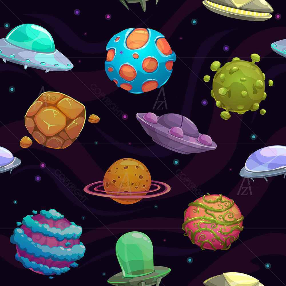 UFOs & Planets — Animated Cartoons custom art by ArtzFolio