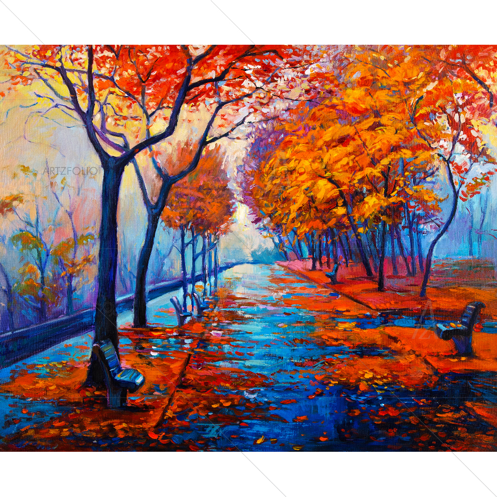Modern Autumn Park D1 — Abstract custom art by ArtzFolio