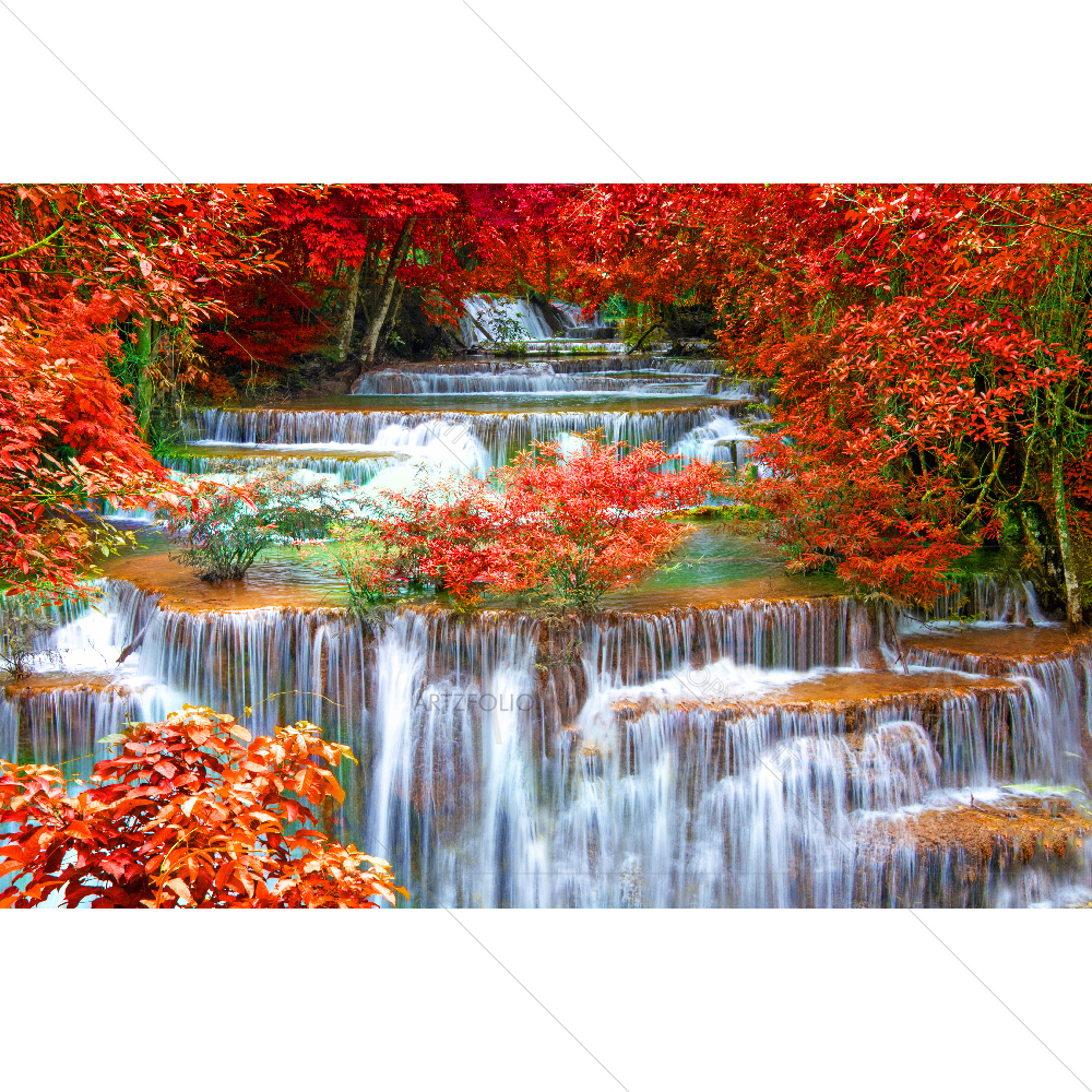Huay Mae Kamin Waterfall In Kanchanaburi, Thailand — custom-size art design 5007698