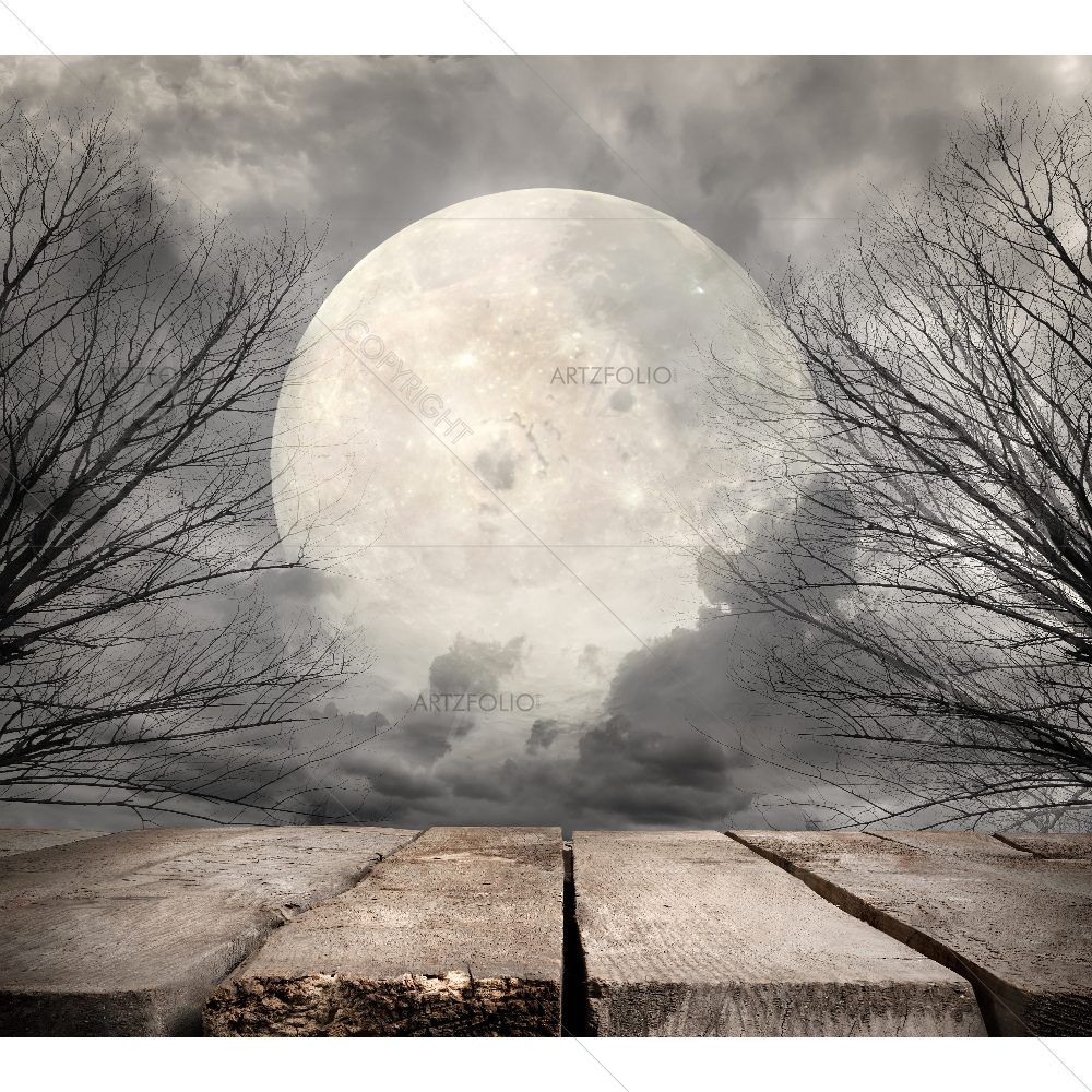 Spooky Forest With Full Moon — Holidays custom art by ArtzFolio