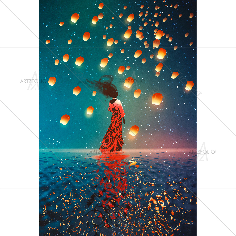 Woman Standing On Water — custom-size art design 5007705