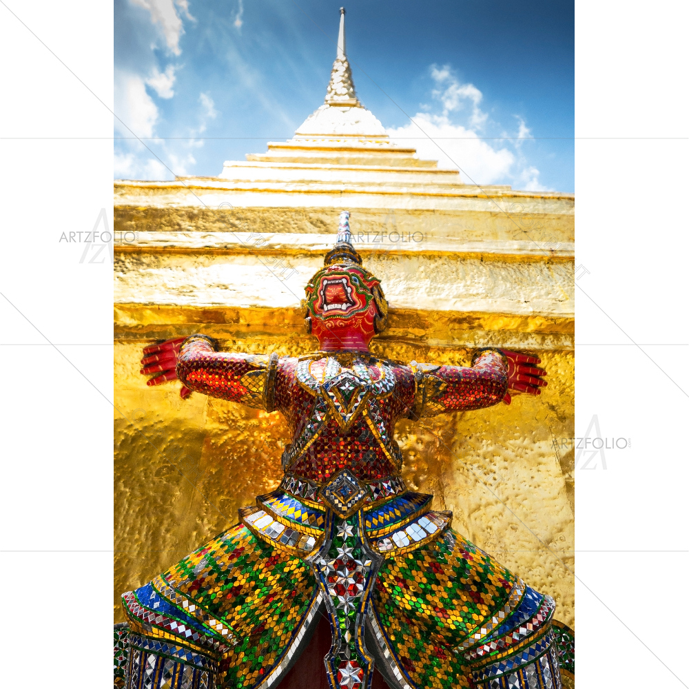 Pagoda of Emerald Buddha Temple, Wat Phra Kaew, Bangkok — Devotional custom art by ArtzFolio