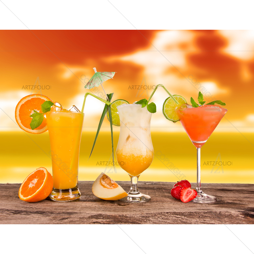 Summer Cocktails in Sunset — custom-size art design 5007709