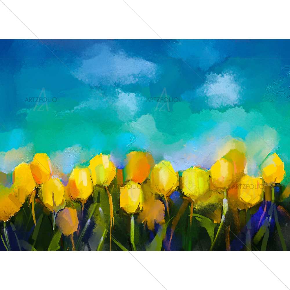 Yellow Tulip Flower Field — custom-size art design 5007735