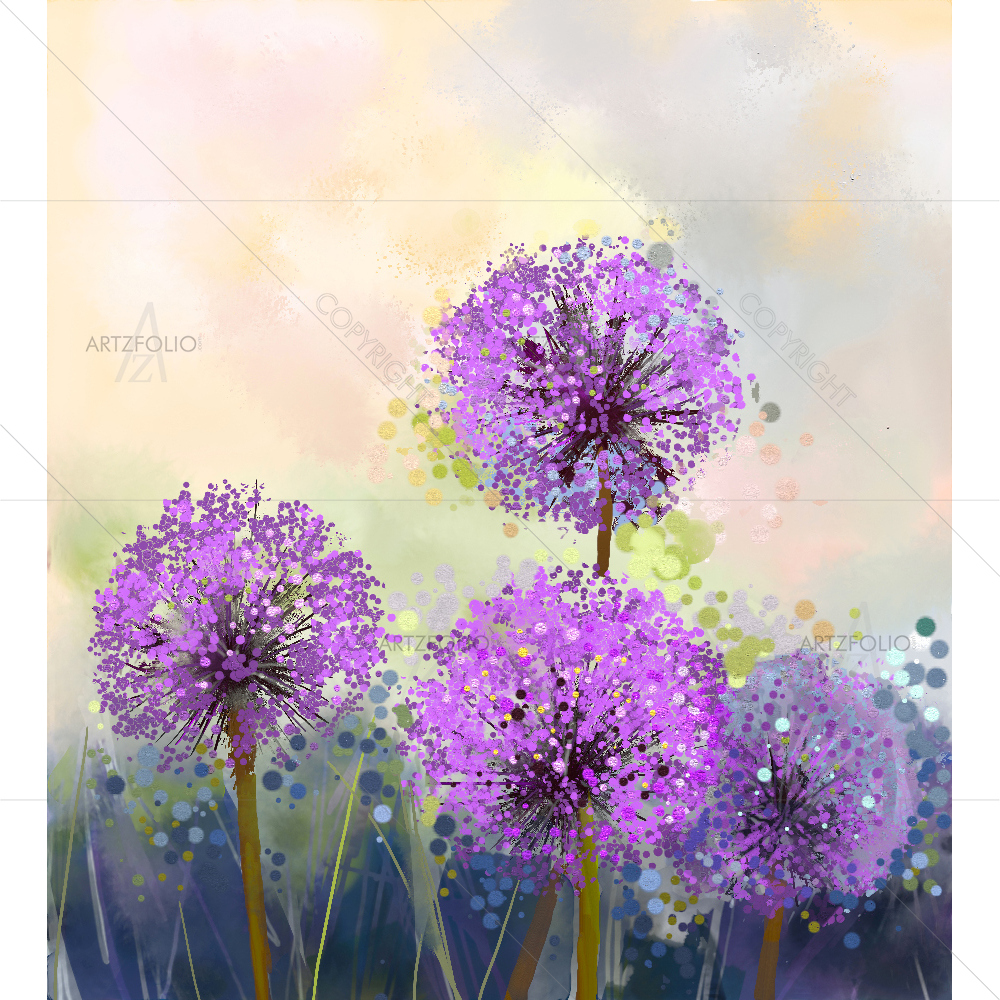 Abstract Purple Spring Flower — Botanical custom art by ArtzFolio