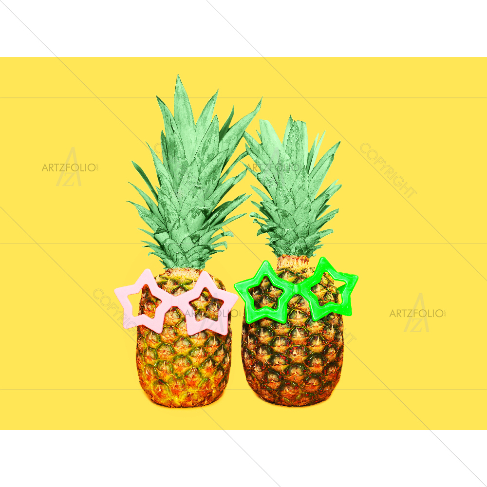 Pineapples With Sunglasses — custom-size art design 5007741