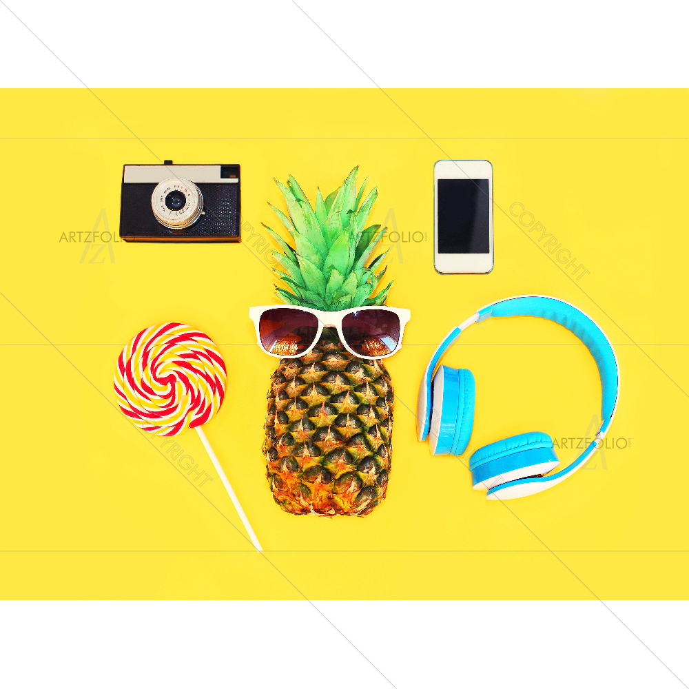 Pineapple With Sunglasses D2 — custom-size art design 5007743