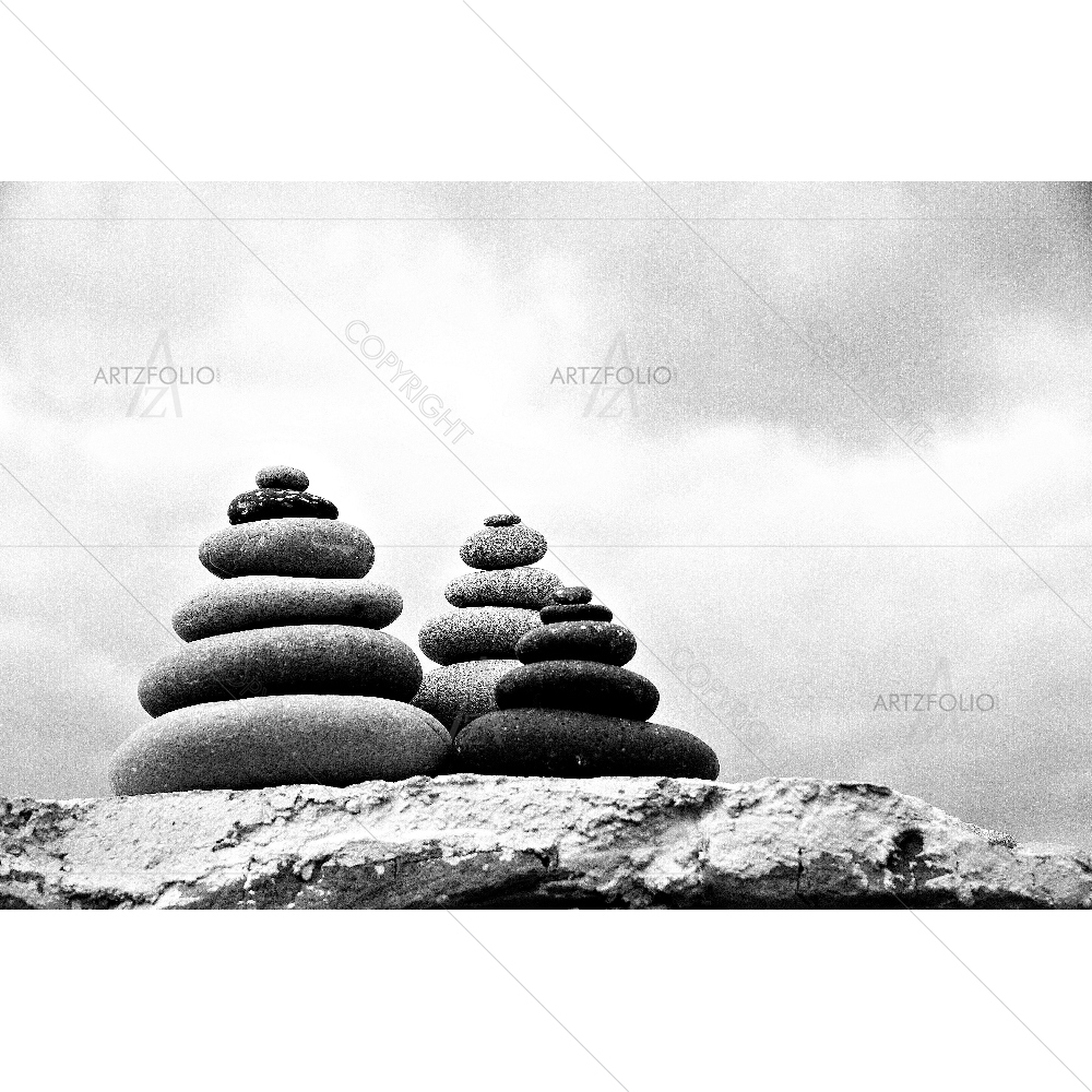 Pebble Balanced Stones On The Beach — Devotional custom art by ArtzFolio