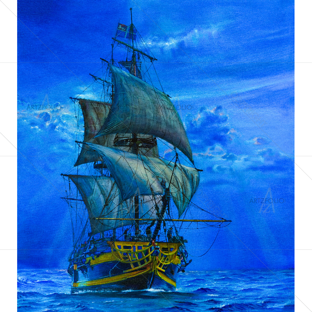 Sailing Ship In Ocean — custom-size art design 5007746