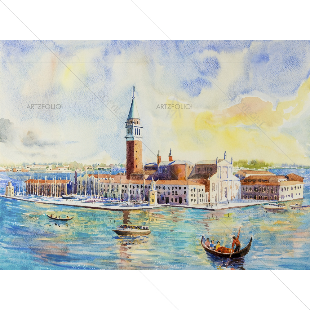 Sea View Of San Giorgio Maggiore Island, Venice Italy — custom-size art design 5007761