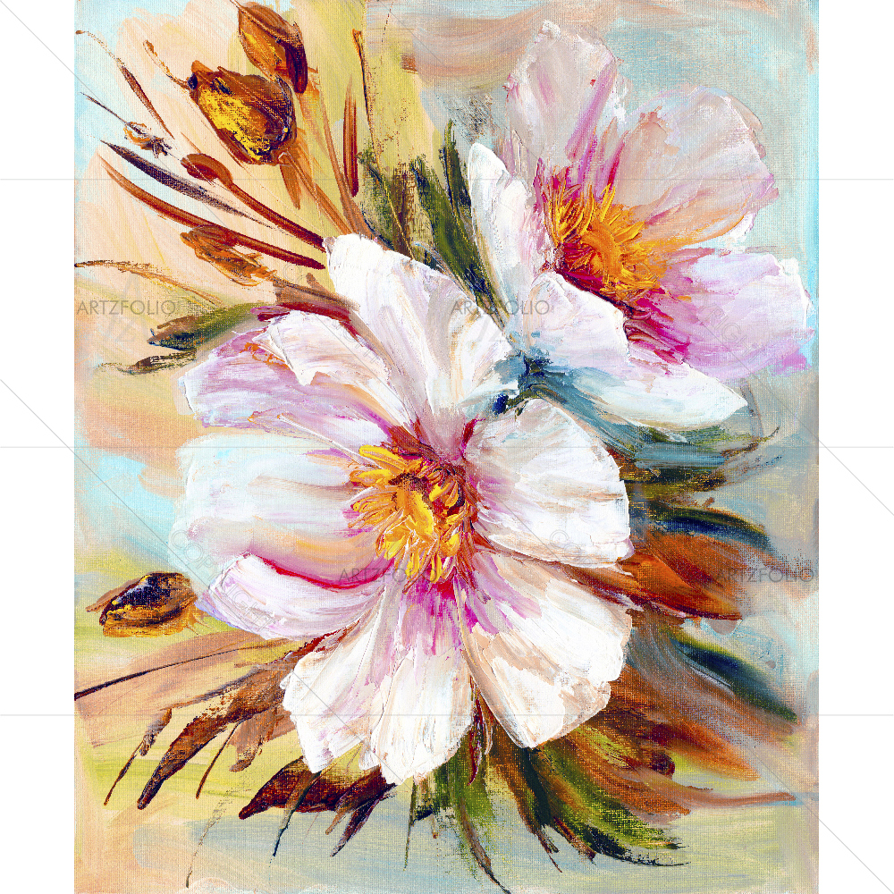 Pink And White Peony — custom-size art design 5007792