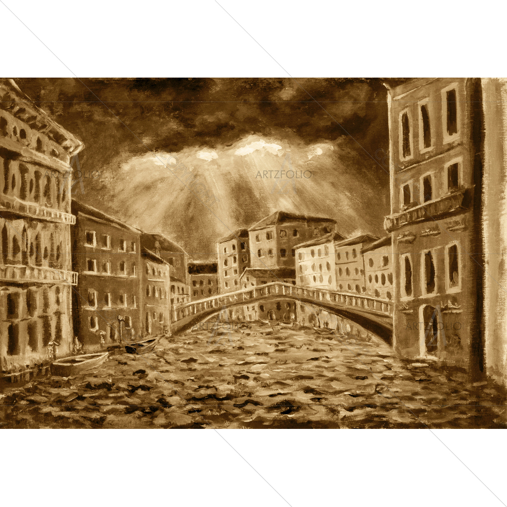 Retro Venice Artwork, Italy — Boats custom art by ArtzFolio