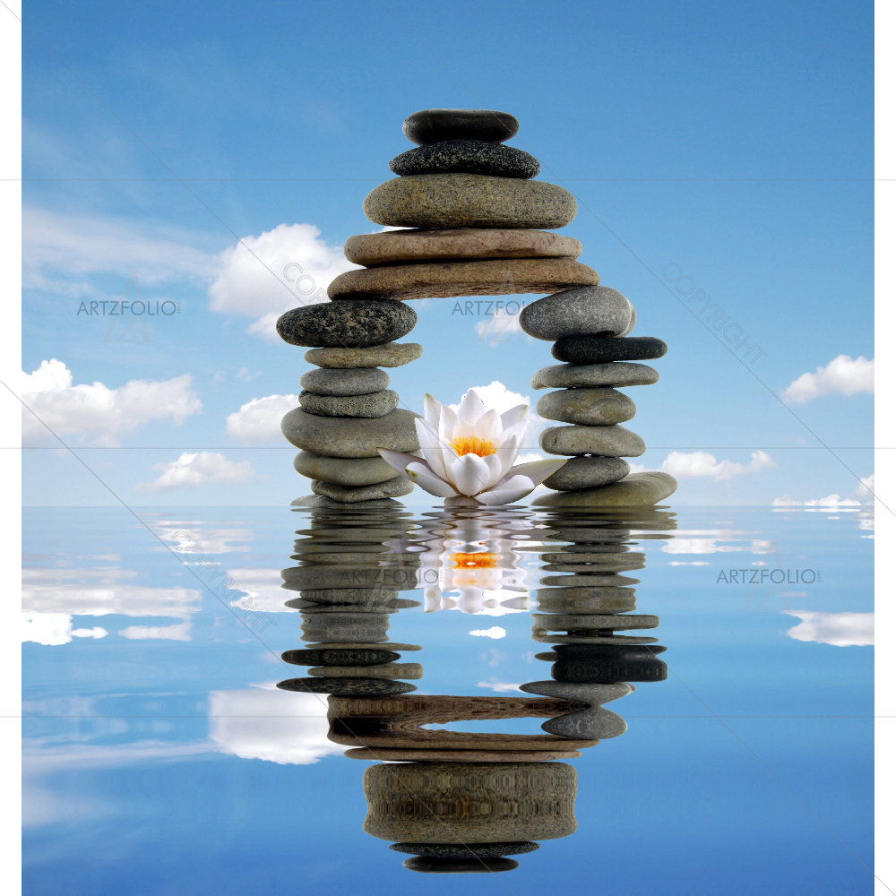 Stone Gate And Lily In Water — custom-size art design 5007797