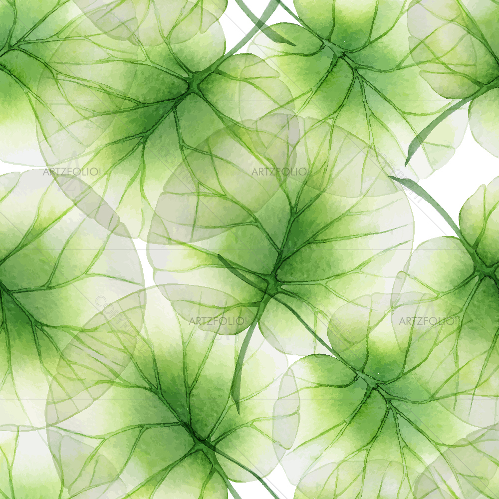 Watercolor Lotus Leaves — custom-size art design 5007809