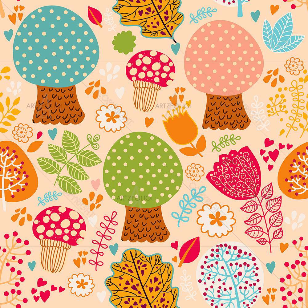 Flowers, Leaves And Trees — custom-size art design 5007827