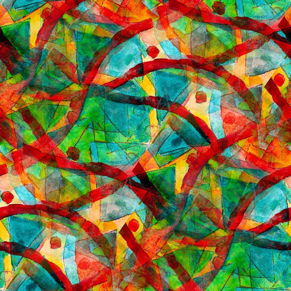 Green Red Cubism Abstract — custom-size art design 5007840
