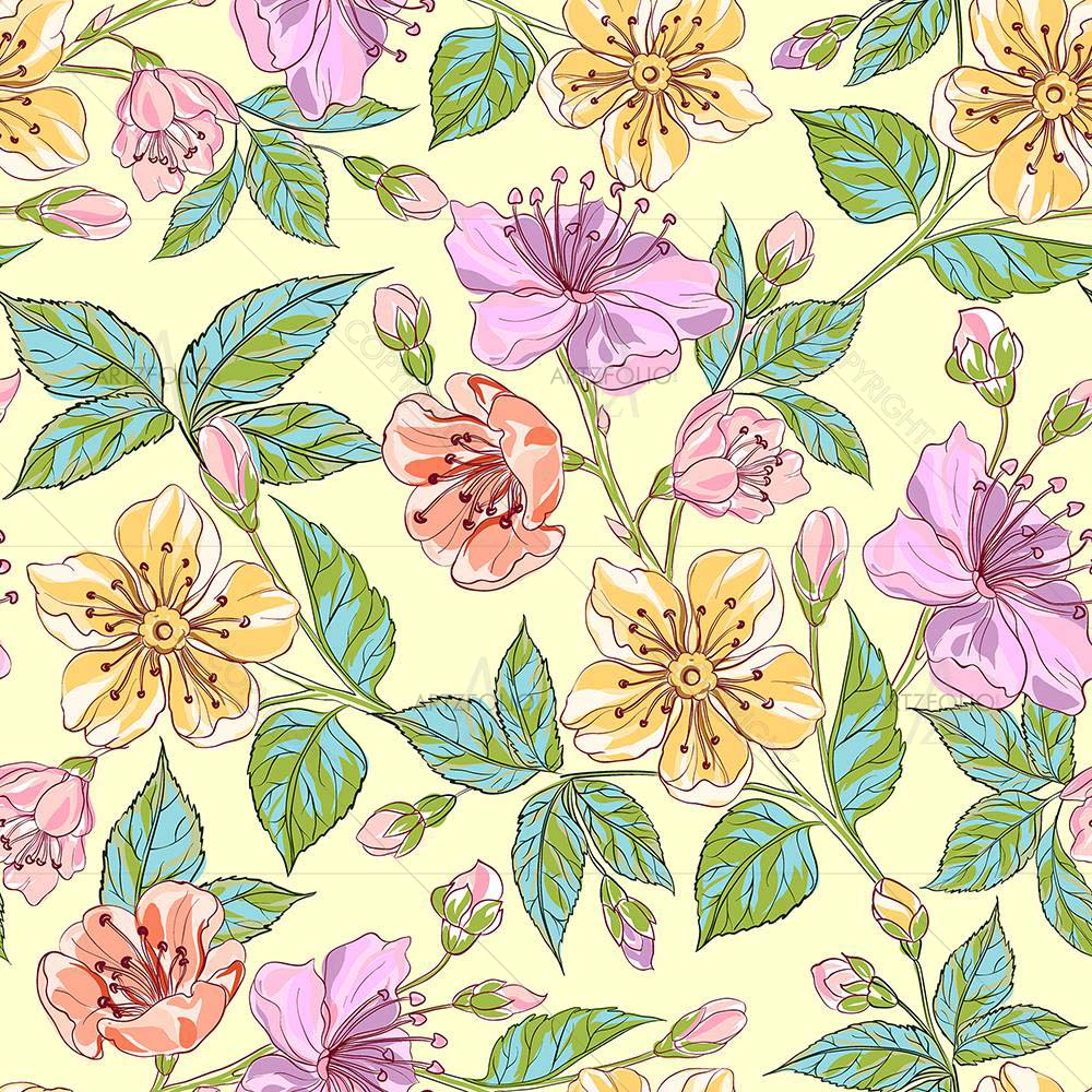 Spring Flowers & Leaves — custom-size art design 5007852