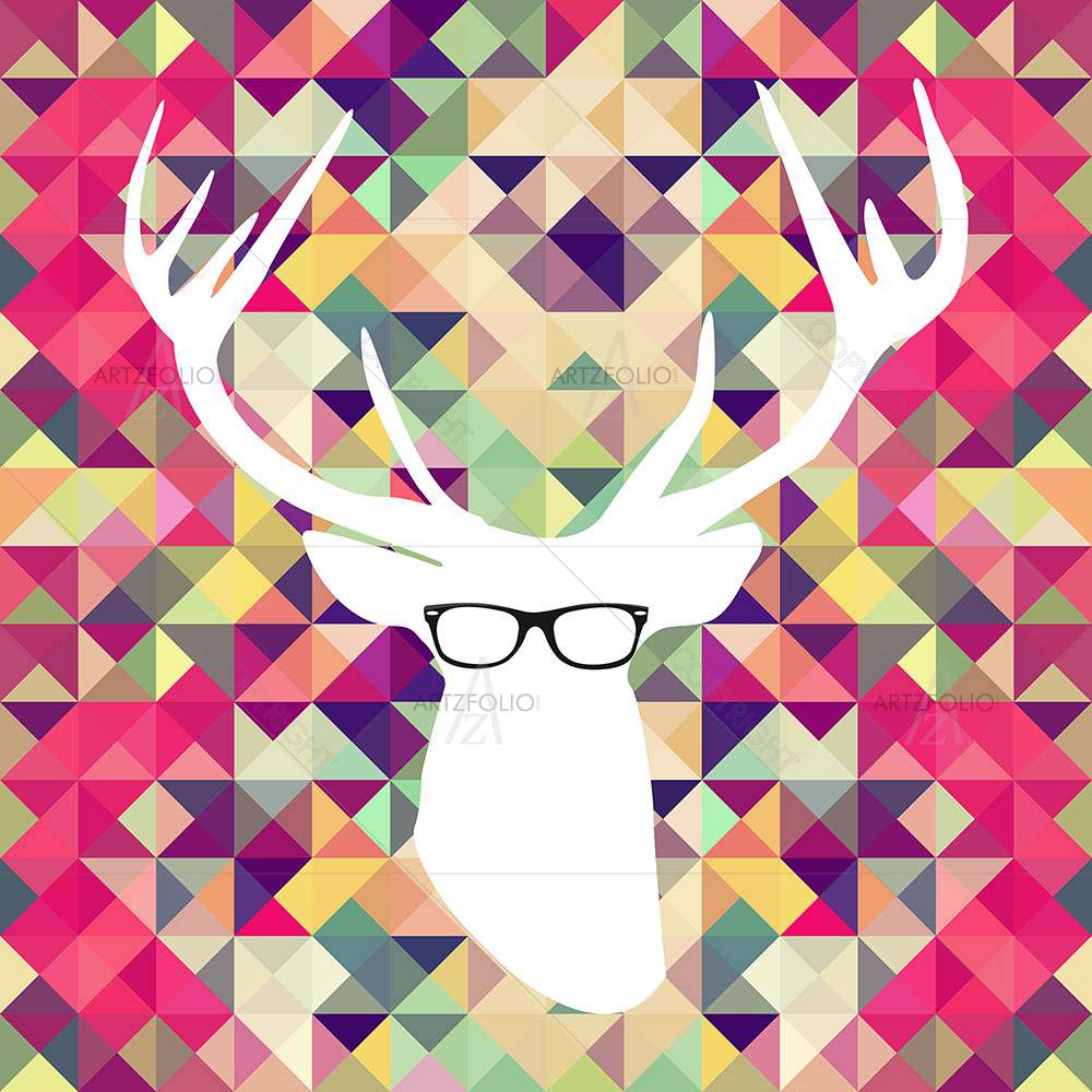 Vintage Triangle with Hipster Reindeer — custom-size art design 5007857