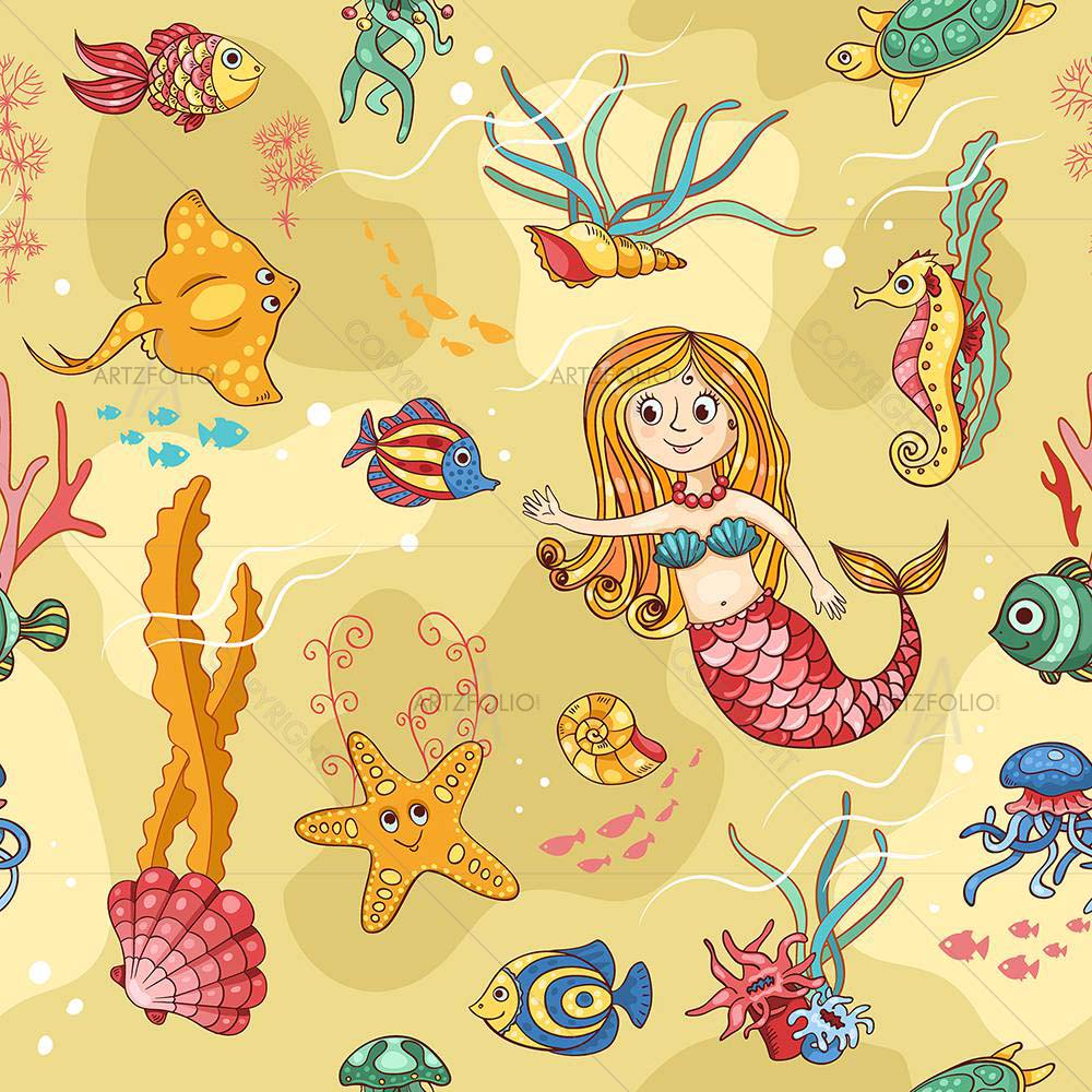 Mermaids & Fishes — custom-size art design 5007875