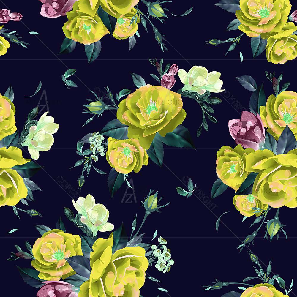 Roses And Freesia — custom-size art design 5007893
