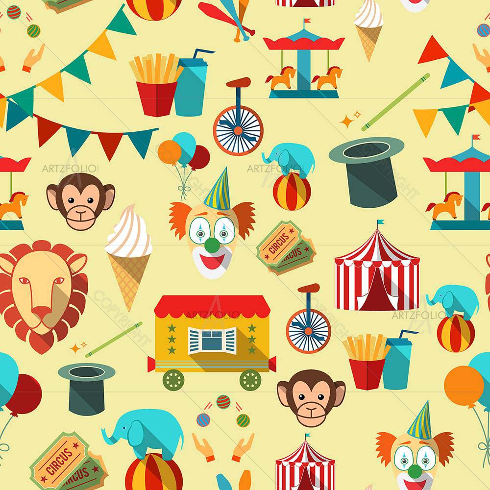 Circus Chapiteau Tent With Clown — custom-size art design 5007897